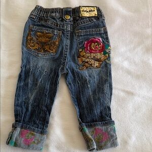 Baby Phat Embroidered Kids Jeans with Rose Design 3T